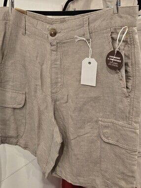 Panama Jack Beige Cargo Shorts - Lightweight Linen Blend